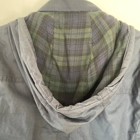 AllSaints Spitalfields Hooded Jacket Small Navy Green Plaid Lining - Small - Picture 7 of 7